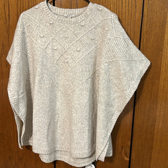 Loft XS S kimono wrap poncho wall oatmeal color sweater - Picture 1 of 6